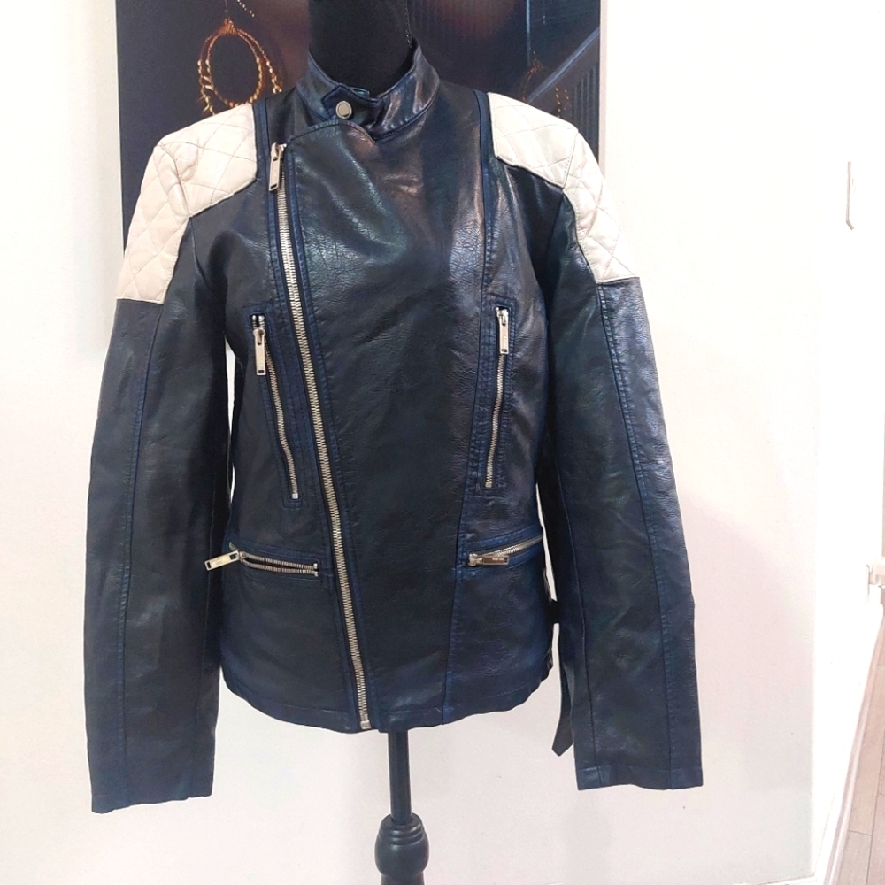 ZARA MAN Faux Leather Moto Jacket Size  Small